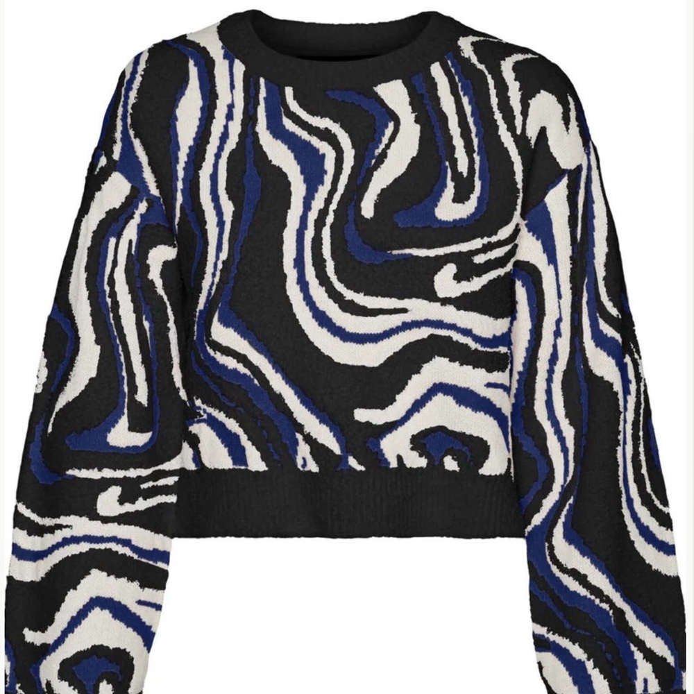 Vero Moda Monochrome and Blue Swirl Sweater